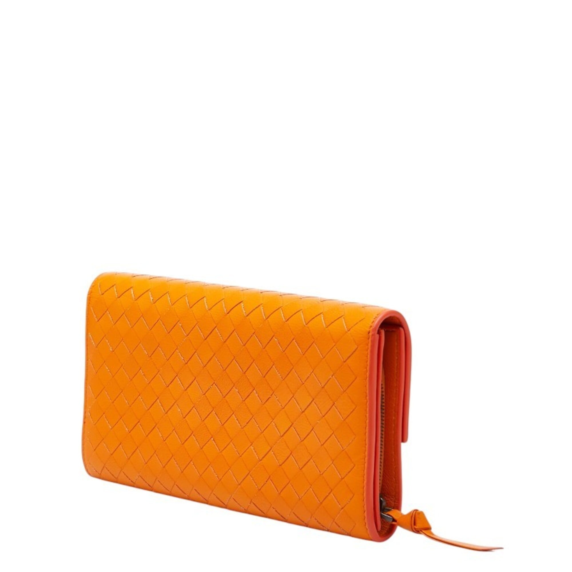 Bottega Veneta Orange Leather Long Wallet (Bi-Fold) (Pre-Owned)