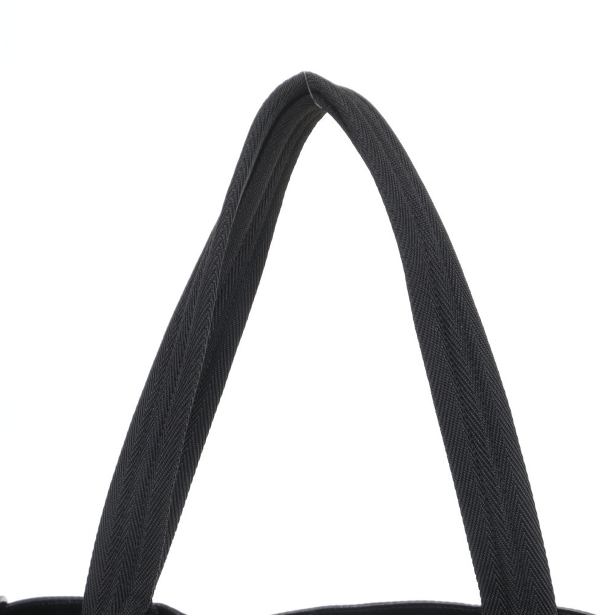 Prada Black Nylon Leather Handbag Tote Bag (Pre-Owned)