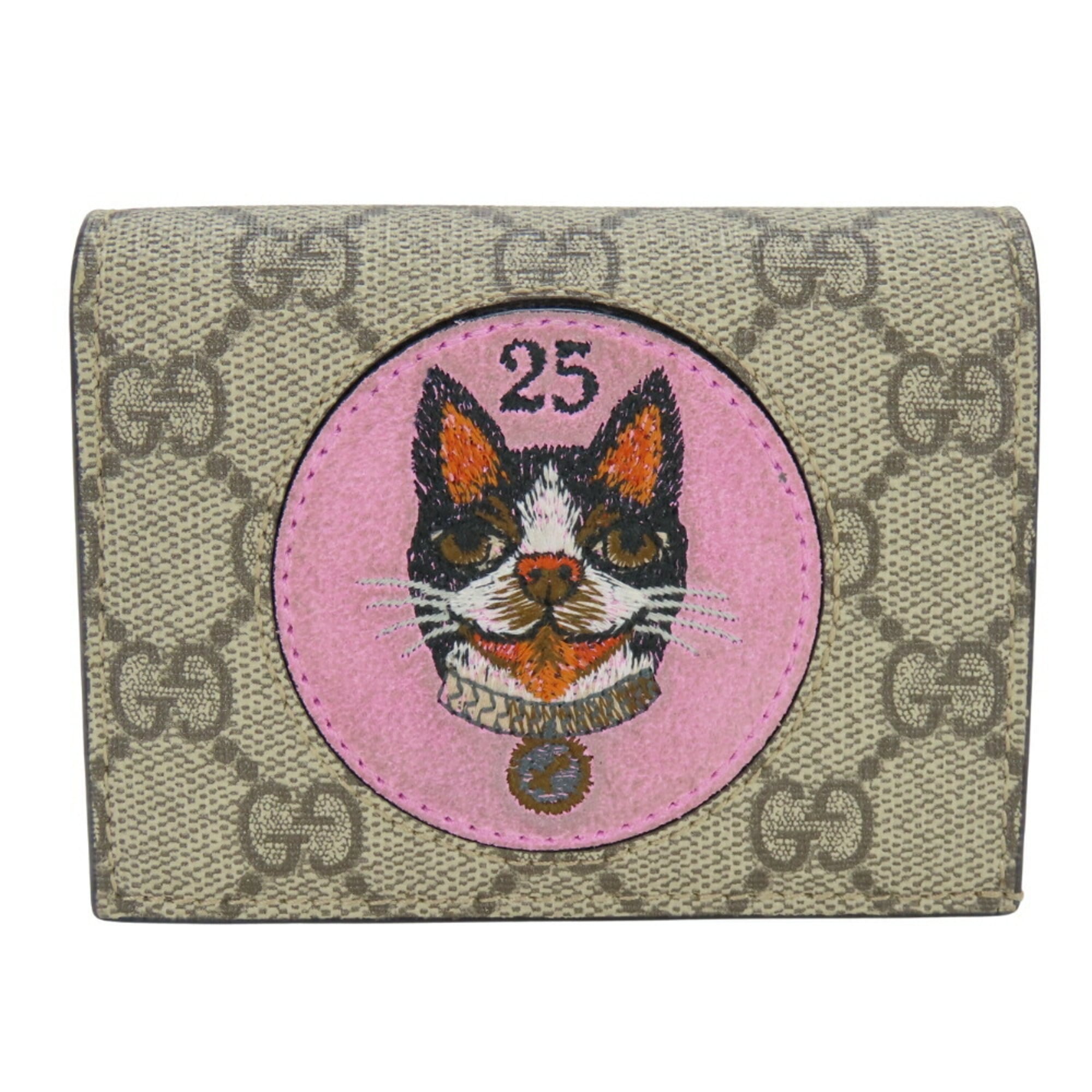 Gucci Beige Pink Red Color Gg Supreme Wallet (Bi-Fold) (Pre-Owned)