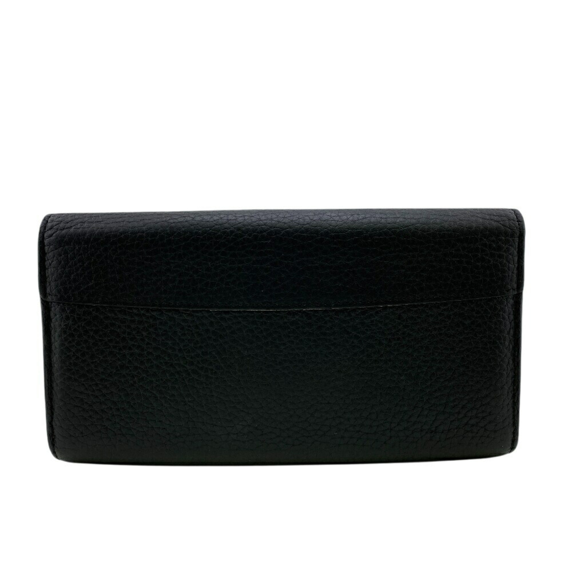 Louis Vuitton Black Leather Long Wallet (Bi-Fold) (Pre-Owned)