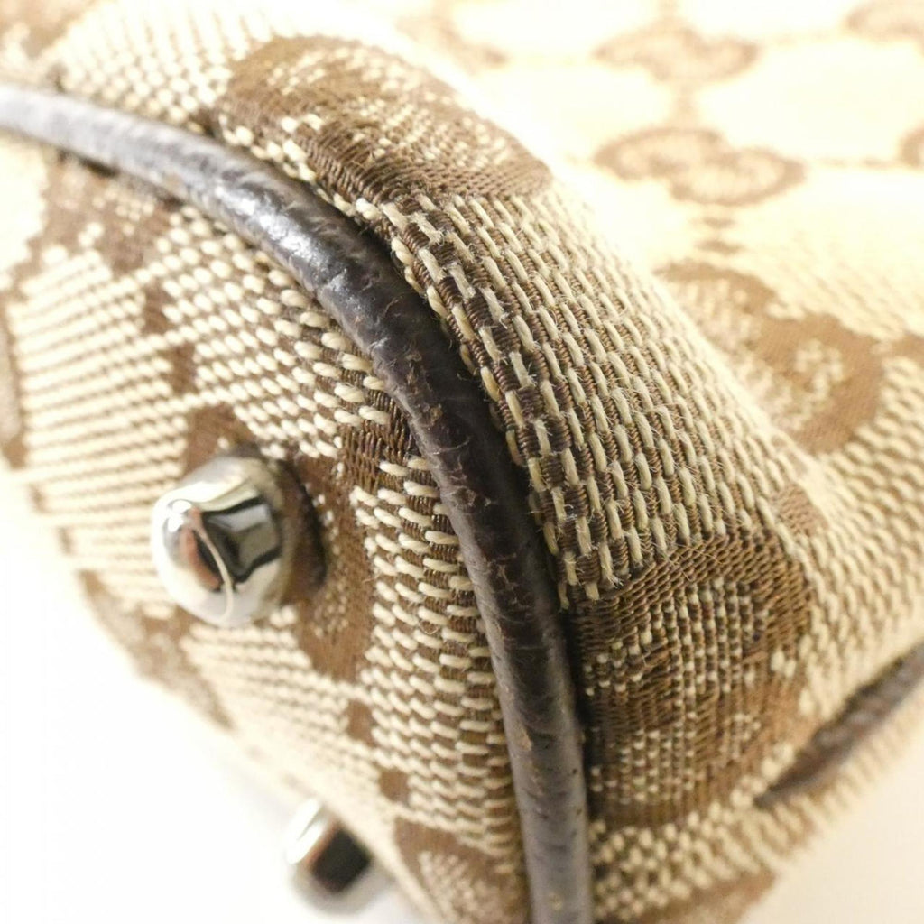 Gucci Beige Gg Canvas Leather Handbag (Pre-Owned)