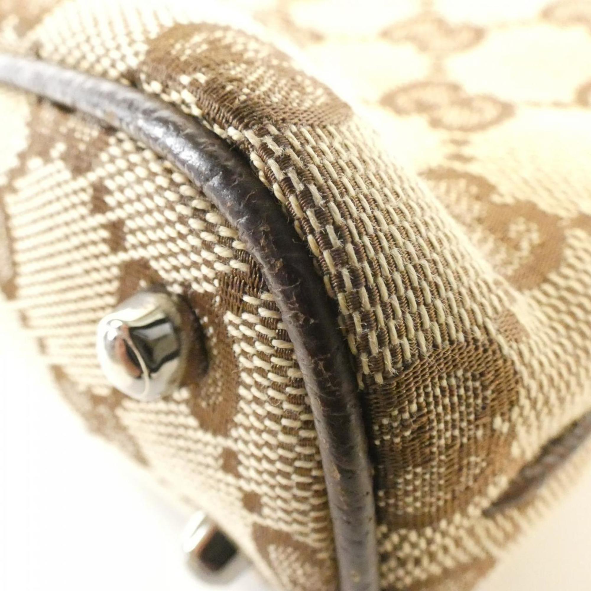 Gucci Beige Gg Canvas Leather Handbag (Pre-Owned)