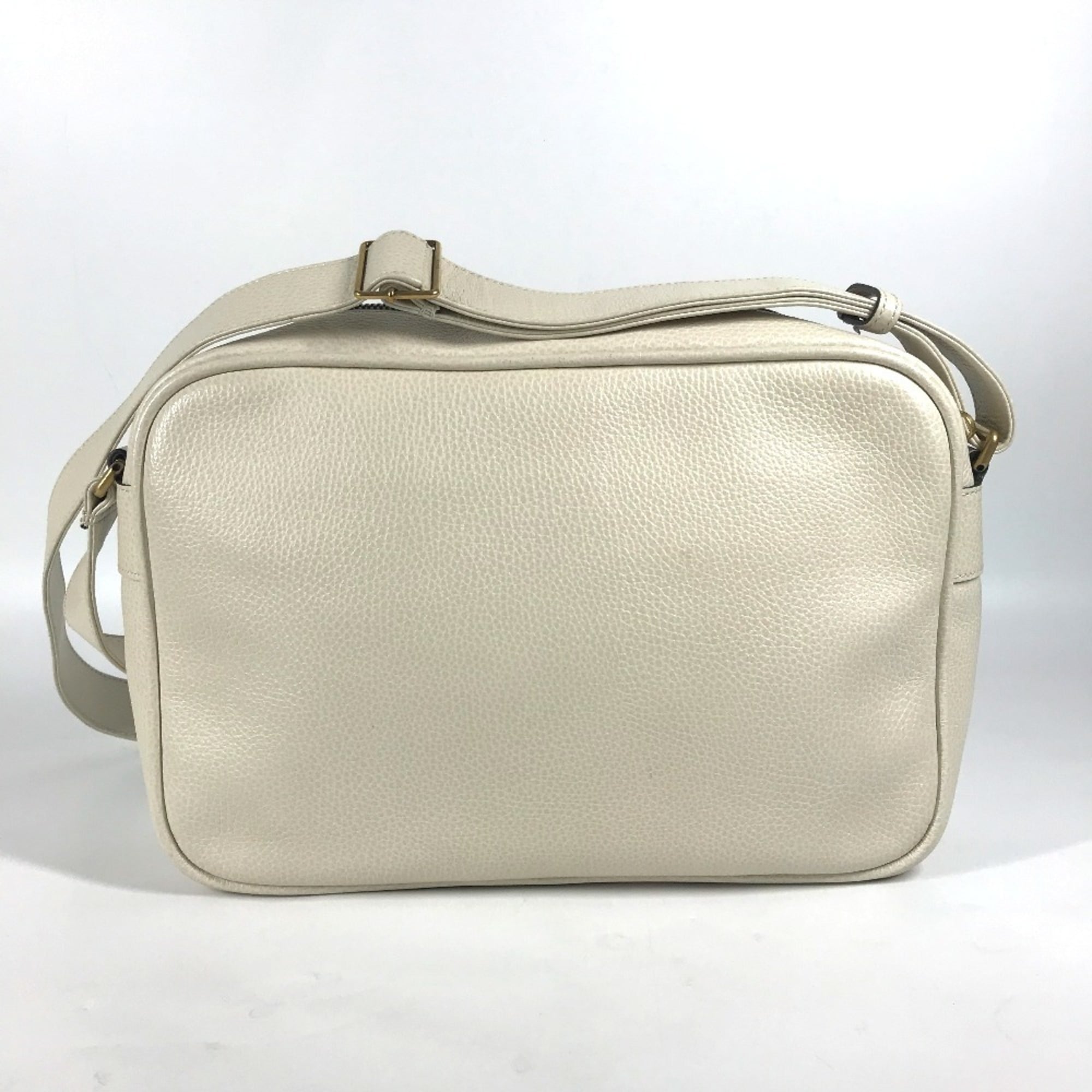 Gucci White Leather Messenger Bag Shoulder Bag (Pre-Owned)