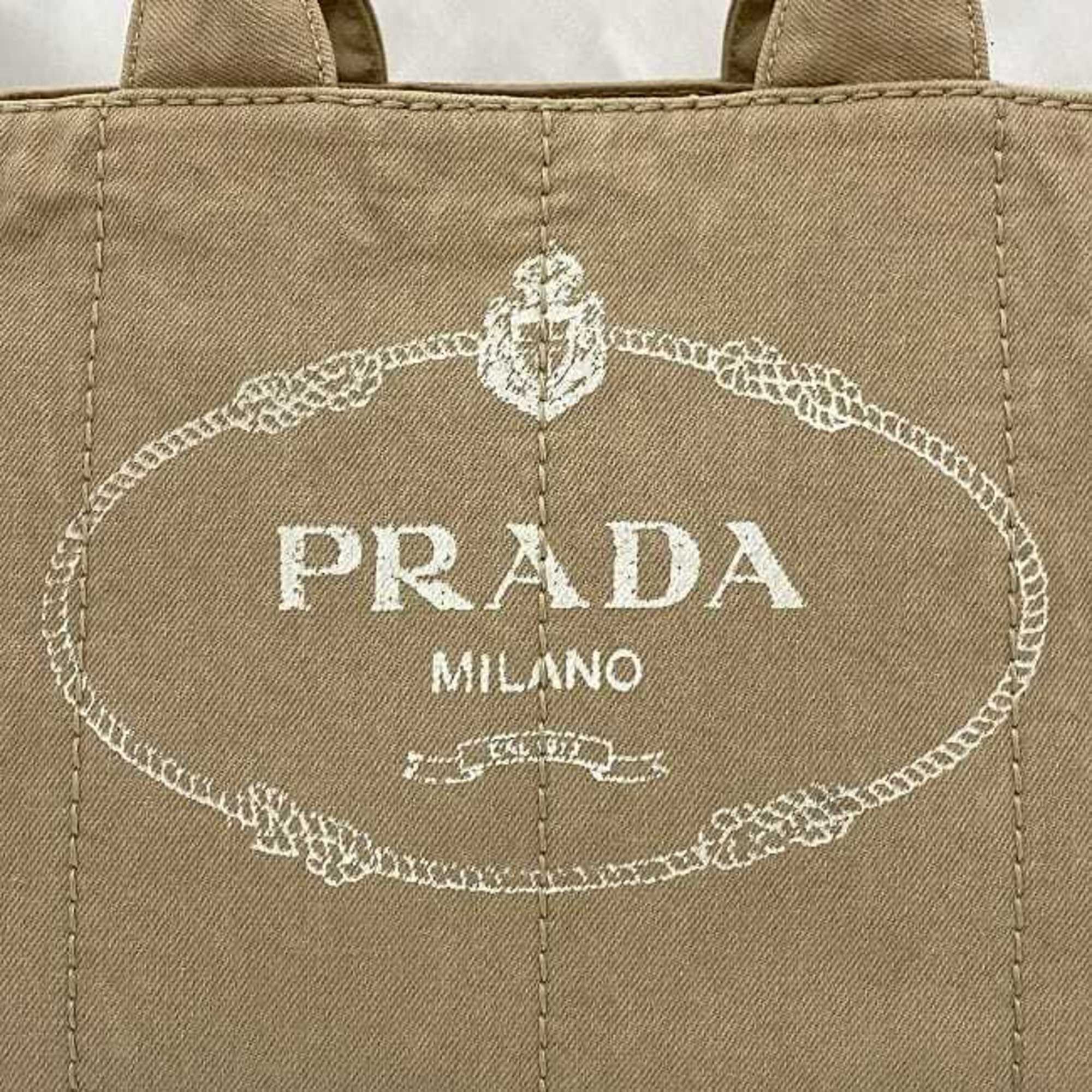 Prada Beige Canapa Handbag Tote Bag (Pre-Owned)