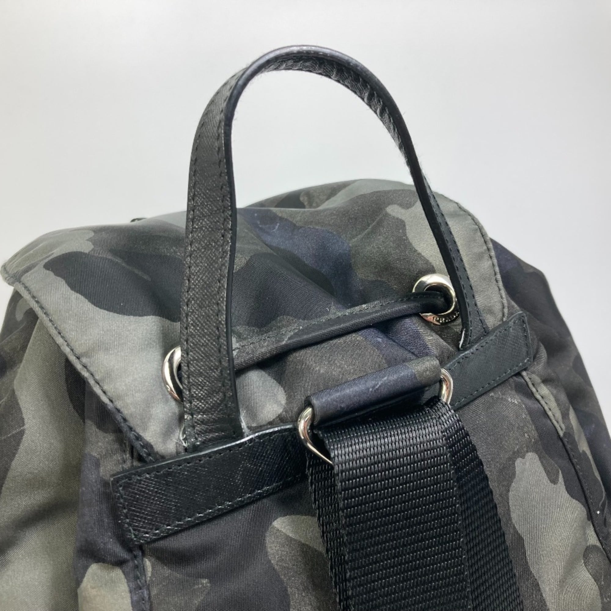 Prada Camouflage Green Nylon Leather Backpack (Pre-Owned)