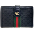 Gucci Black Green Red Color Pvc Leather Middle Wallet (Bi-Fold) (Pre-Owned)