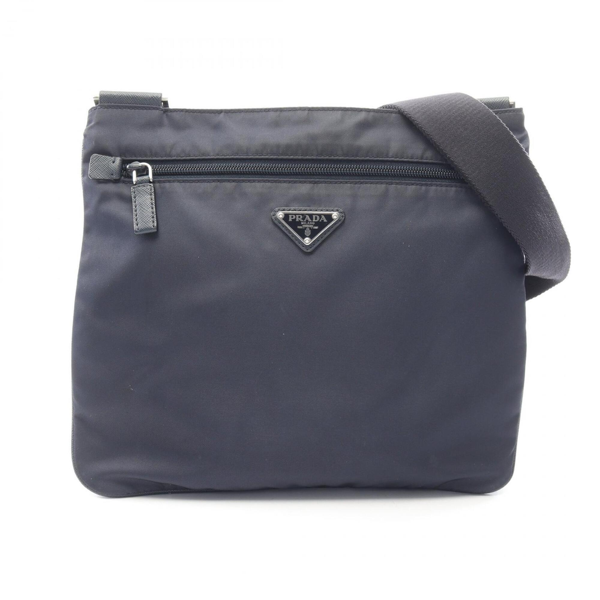 Prada Navy Nylon Saffiano Triangle Handbag Shoulder Bag (Pre-Owned)