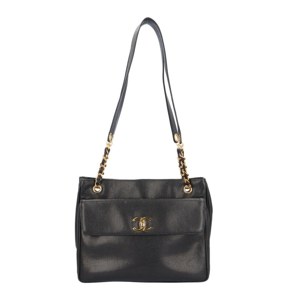 Chanel Black Grained Calfskin Tote Bag (Pre-Owned)