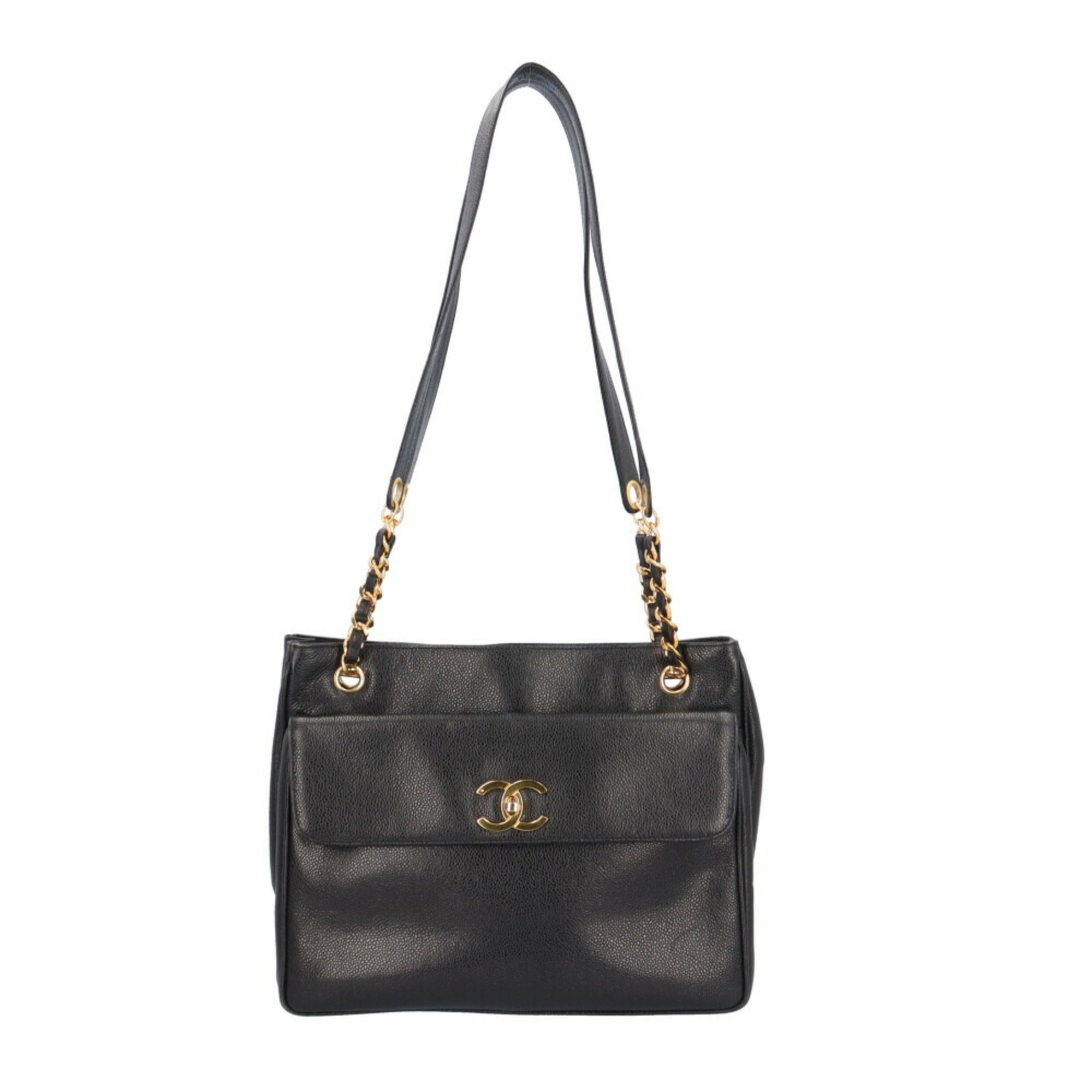 Chanel Black Grained Calfskin Tote Bag (Pre-Owned)