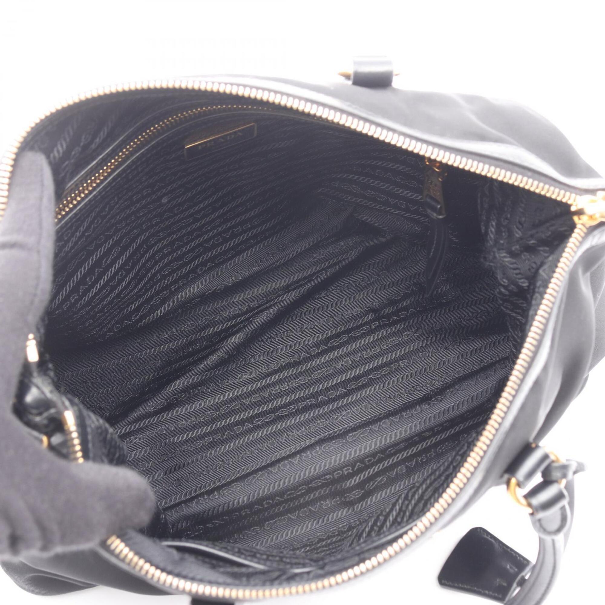 Prada Black Nylon Leather Handbag (Pre-Owned)