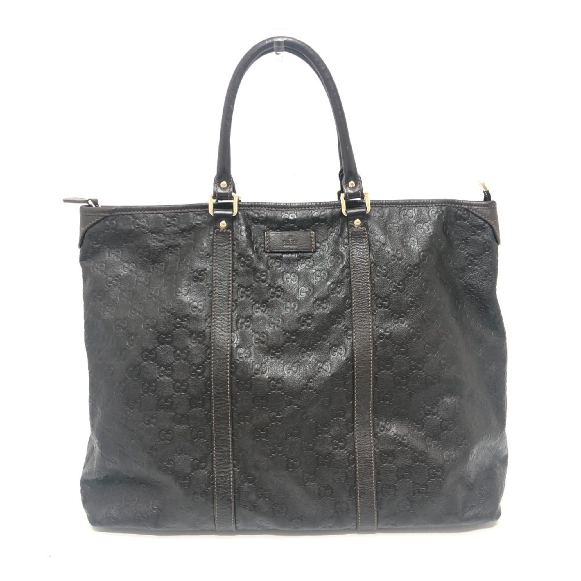 Gucci Brown Leather Handbag Tote Bag (Pre-Owned)