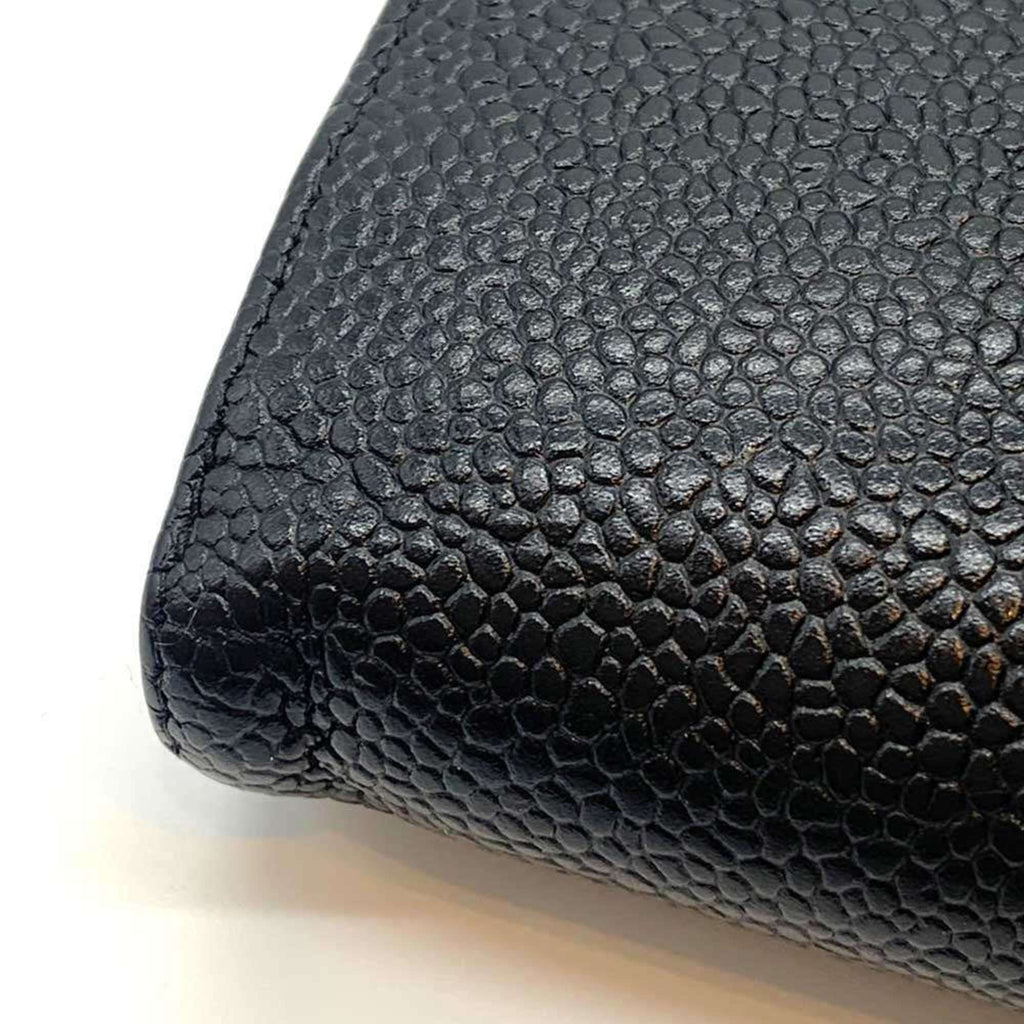 Chanel Black Grained Calfskin Wallet (Bi-Fold) (Pre-Owned)
