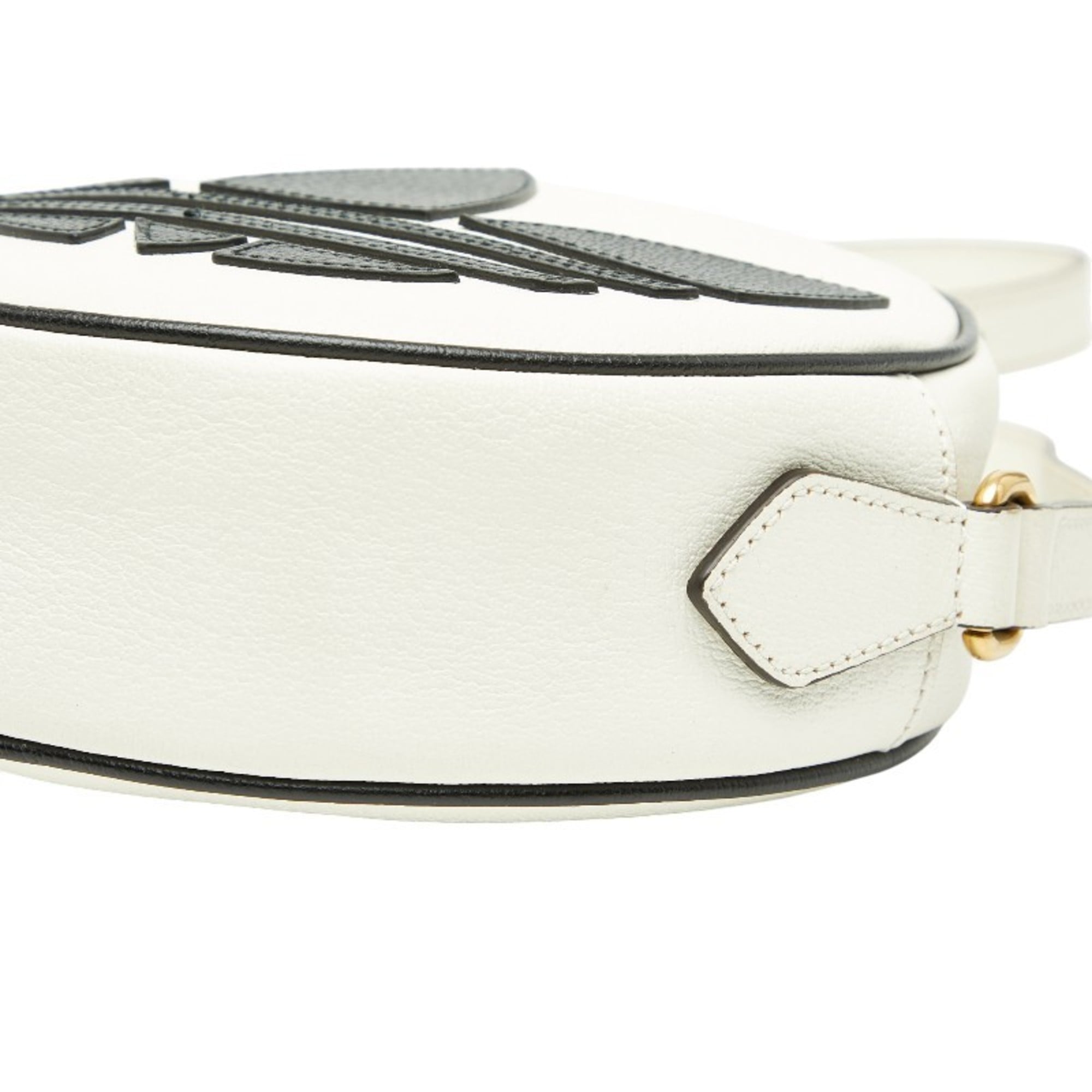 Gucci Black White Leather Shoulder Bag (Pre-Owned)