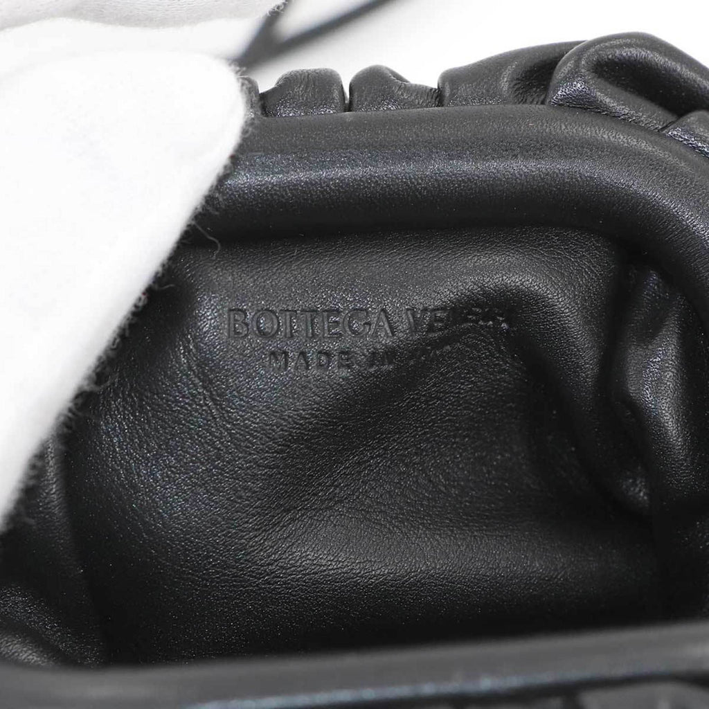 Bottega Veneta Black Leather Coin Purse/Coin Case (Pre-Owned)