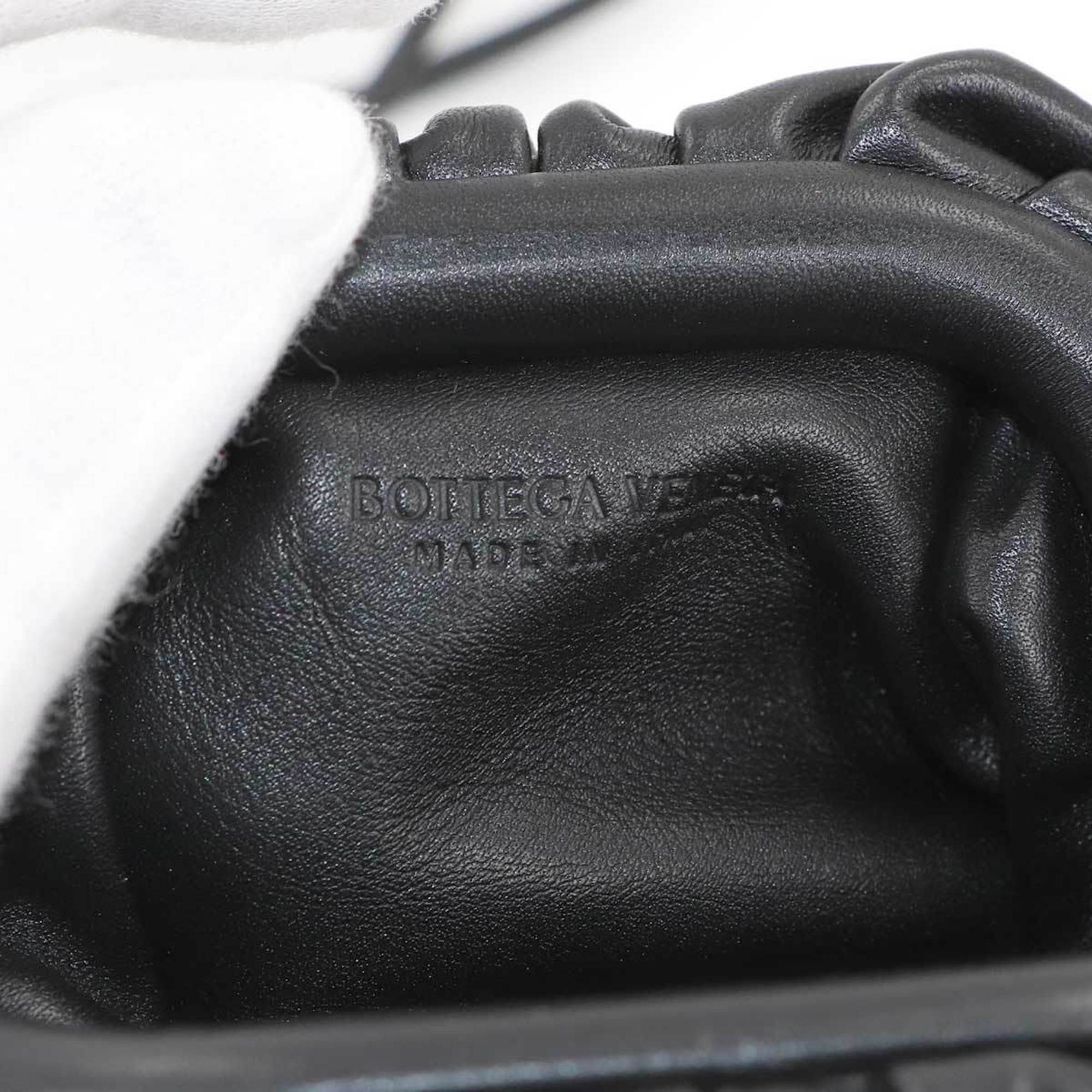 Bottega Veneta Black Leather Coin Purse/Coin Case (Pre-Owned)