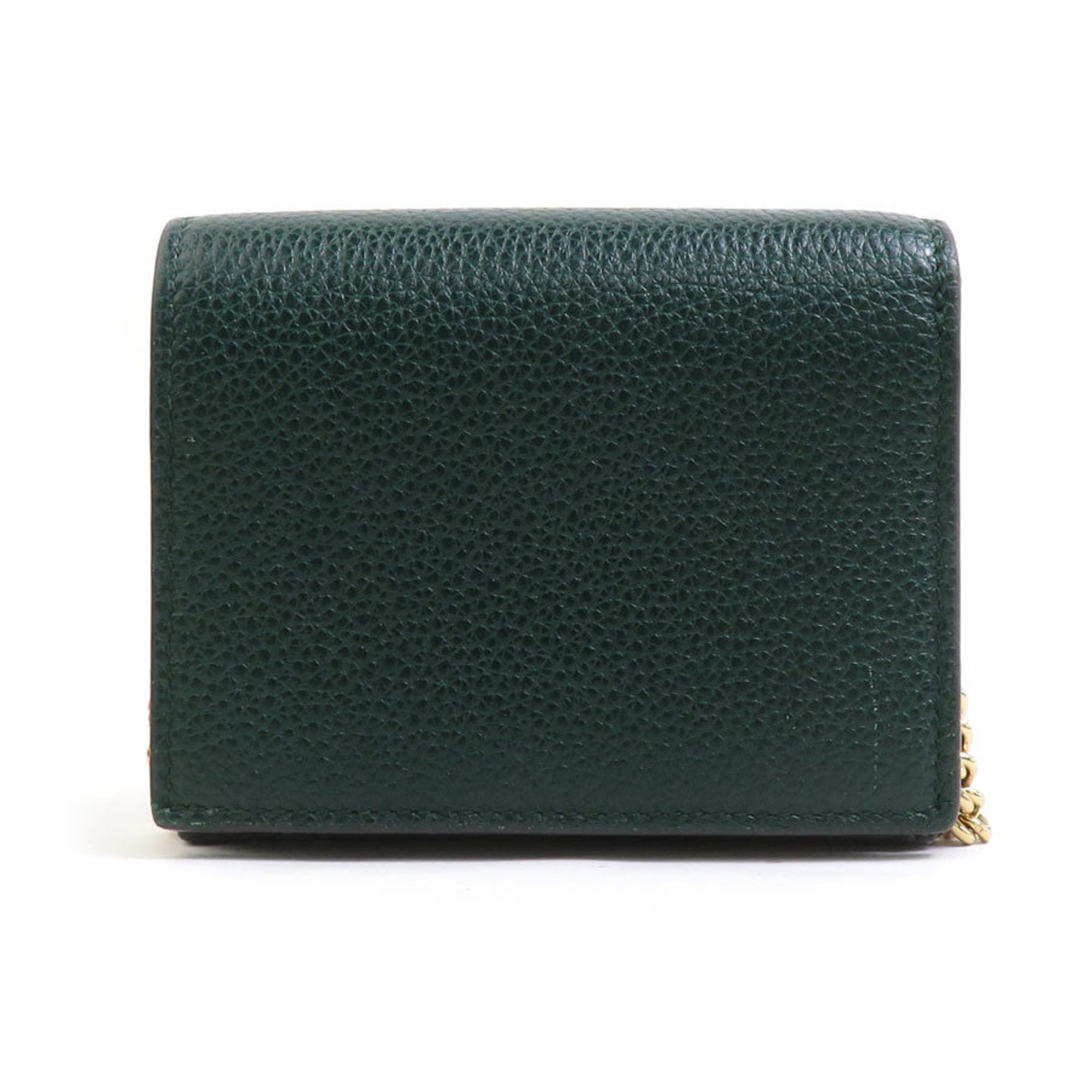 Gucci Gold Silver Dark Green Leather Metal Chain/Shoulder Wallet (Pre-Owned)
