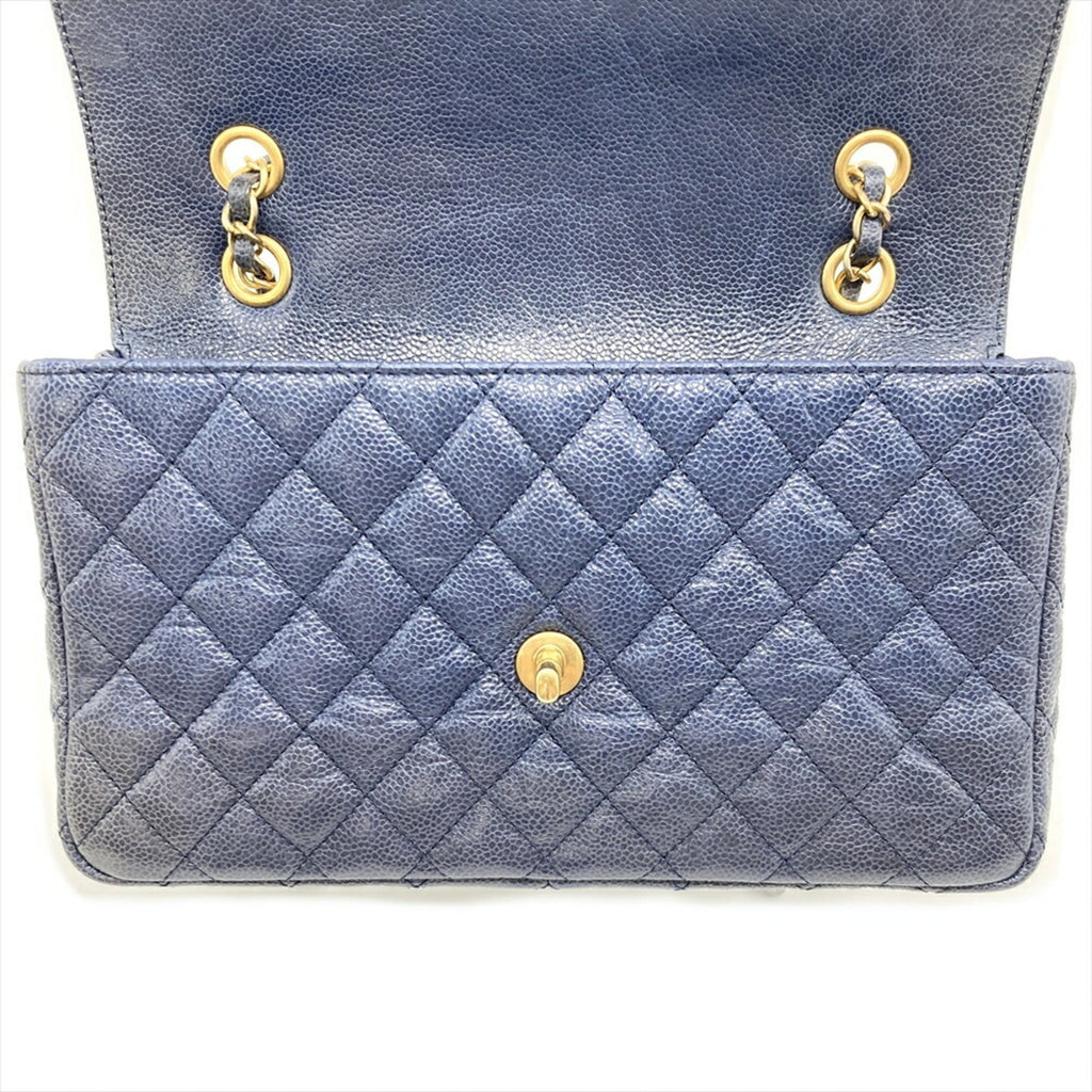 Chanel Blue Grained Calfskin Shoulder Bag (Pre-Owned)