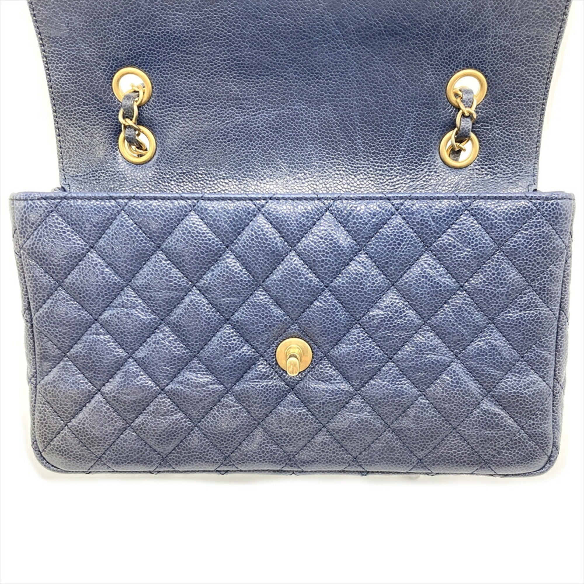 Chanel Blue Grained Calfskin Shoulder Bag (Pre-Owned)