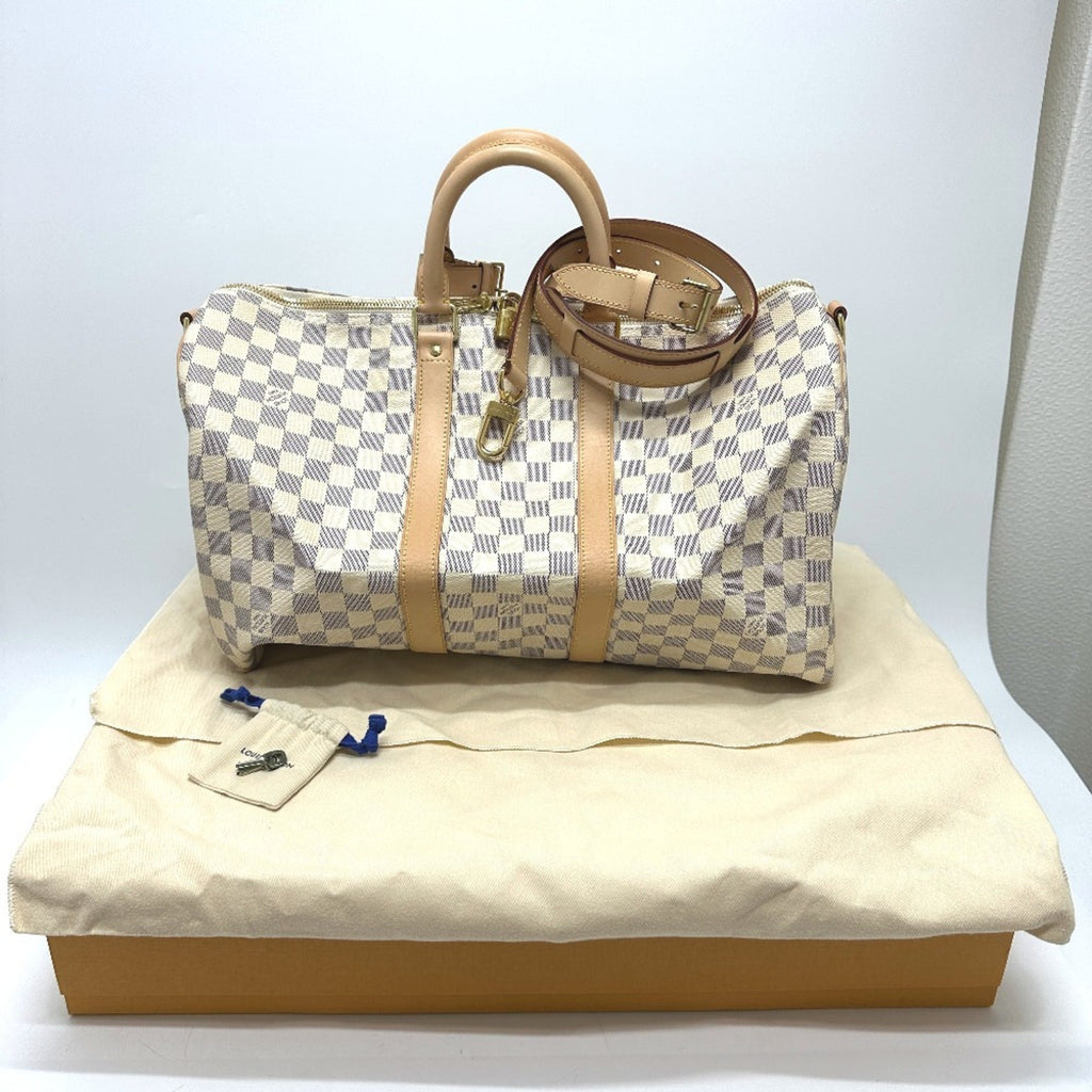 Louis Vuitton White Damier Azur Boston Bag (Pre-Owned)