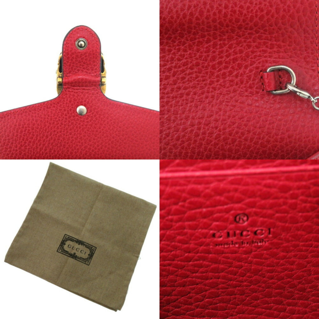 Gucci Red Color Leather Chain/Shoulder Wallet (Pre-Owned)