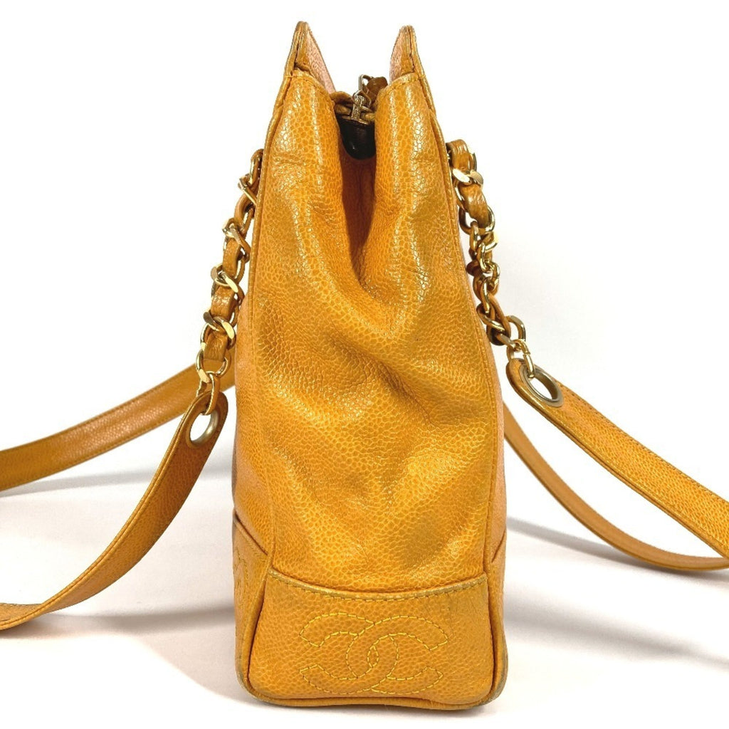 Chanel Yellow Grained Calfskin Shoulder Bag Tote Bag (Pre-Owned)