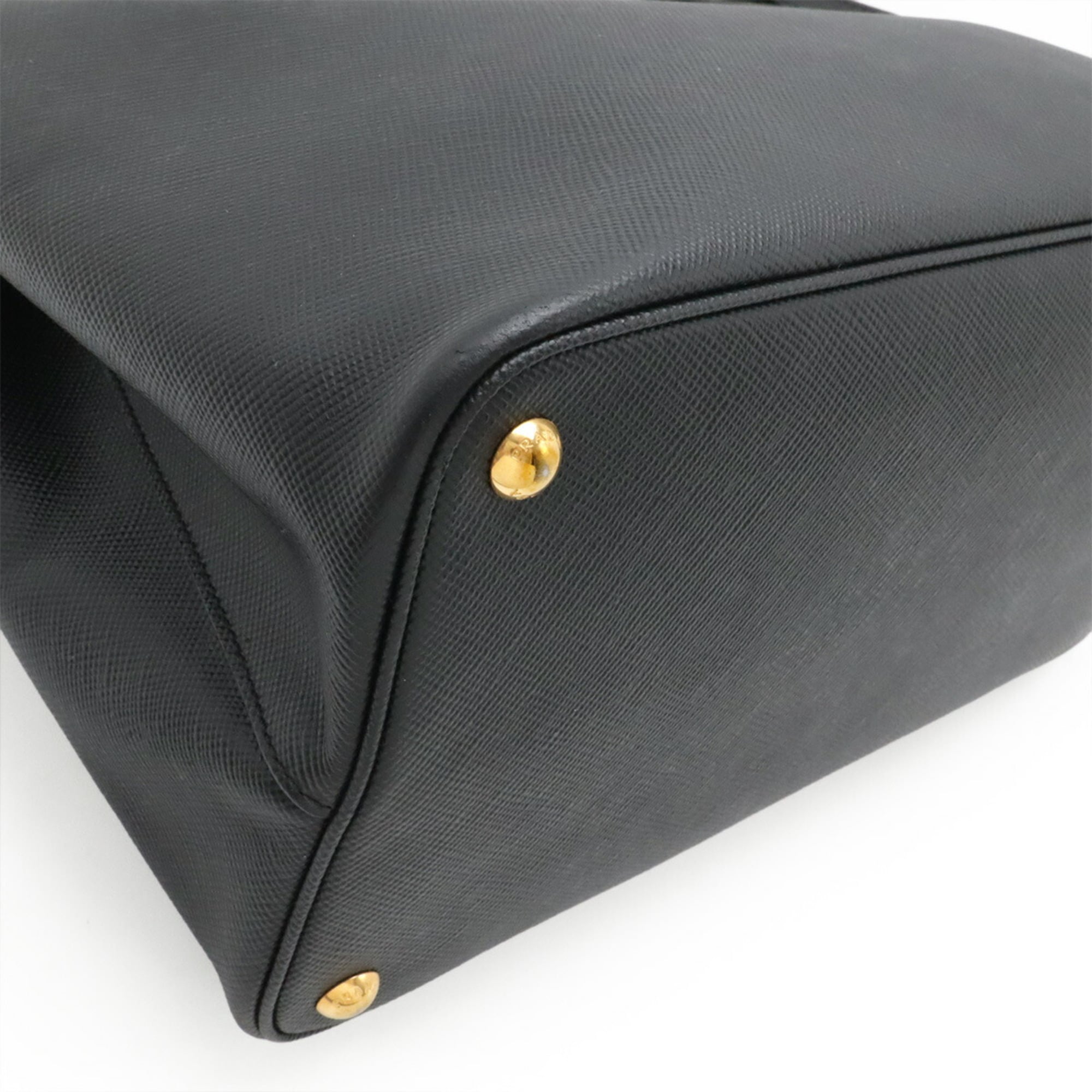 Prada Saffiano Black Nero Leather Shoulder Bag Tote Bag (Pre-Owned)
