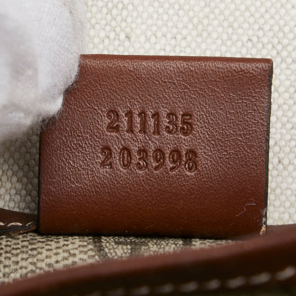 Gucci Sherry Line Beige Brown Pvc Leather Tote Bag (Pre-Owned)