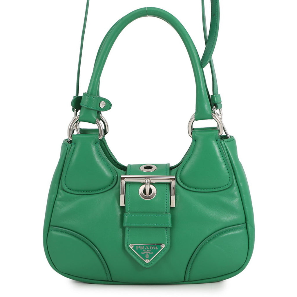 Prada Green Leather Handbag Shoulder Bag (Pre-Owned)