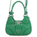 Prada Green Leather Handbag Shoulder Bag (Pre-Owned)