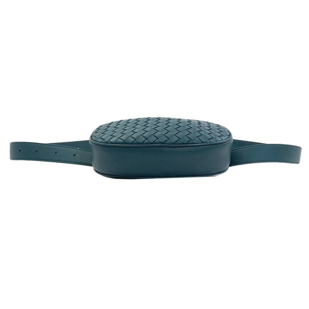 Bottega Veneta Intrecciato Green Leather Fanny Pack (Pre-Owned)
