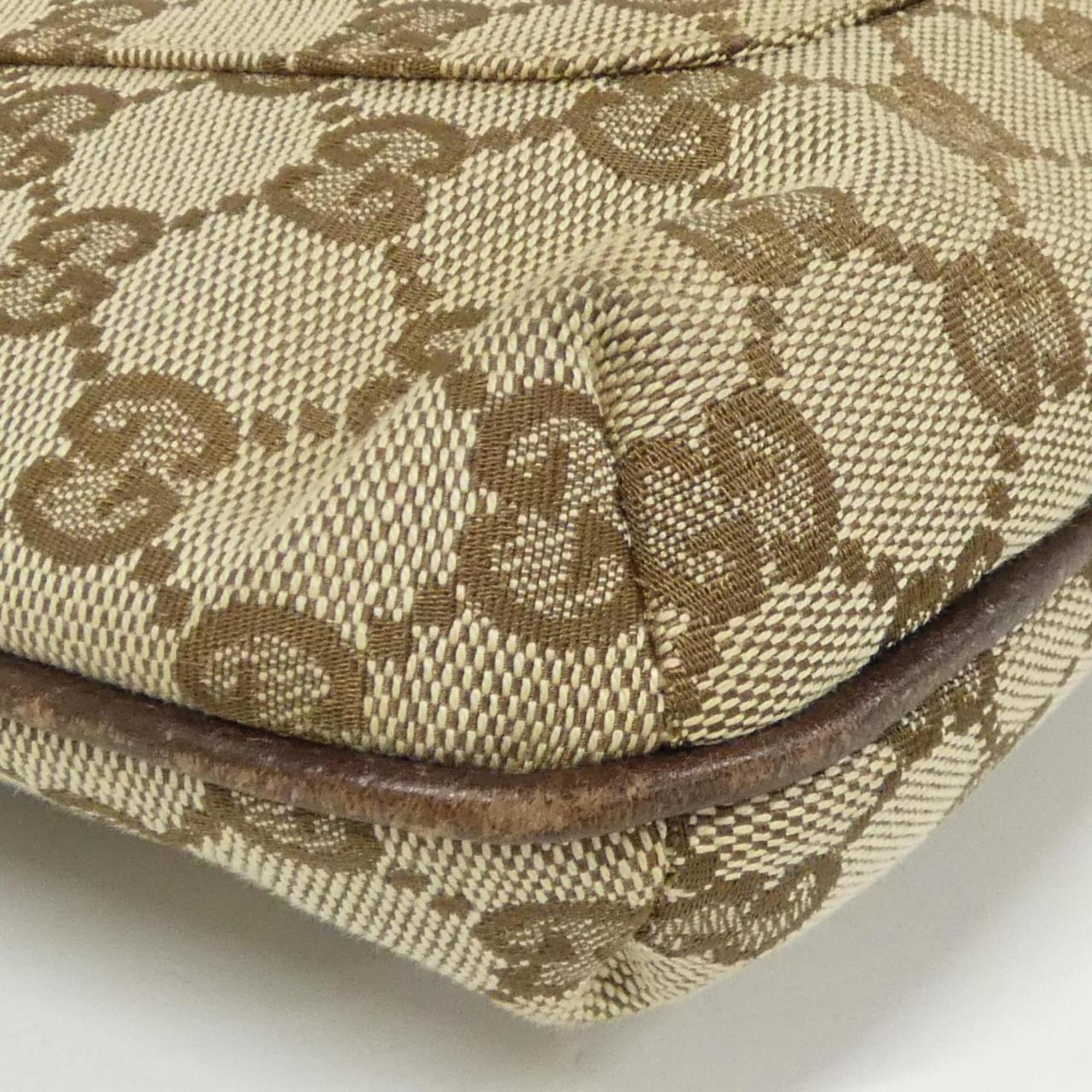 Gucci Beige Brown Gg Canvas Shoulder Bag (Pre-Owned)
