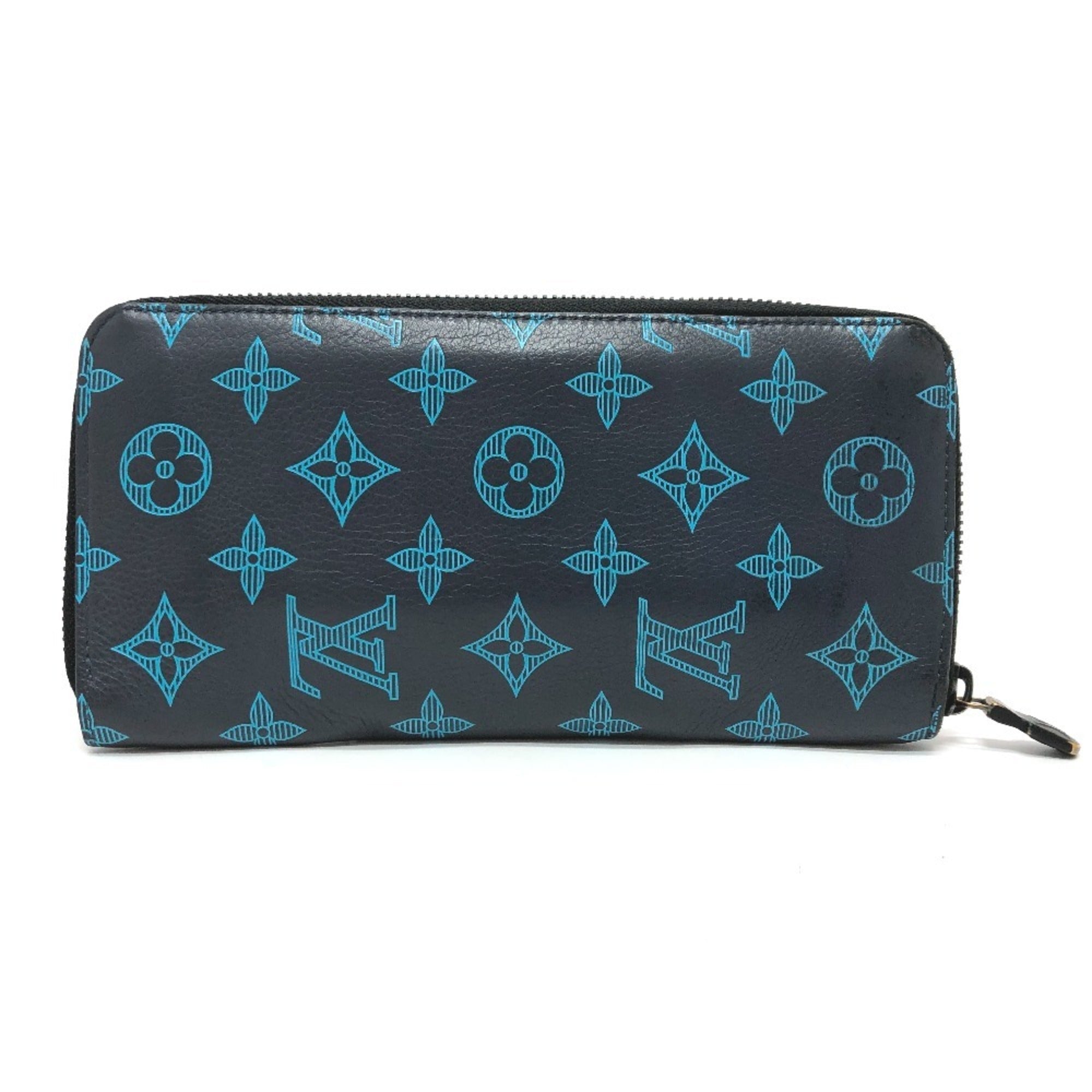 Louis Vuitton Monogram Shadow Galle Navy Monogram Shadow Long Wallet (Bi-Fold) (Pre-Owned)