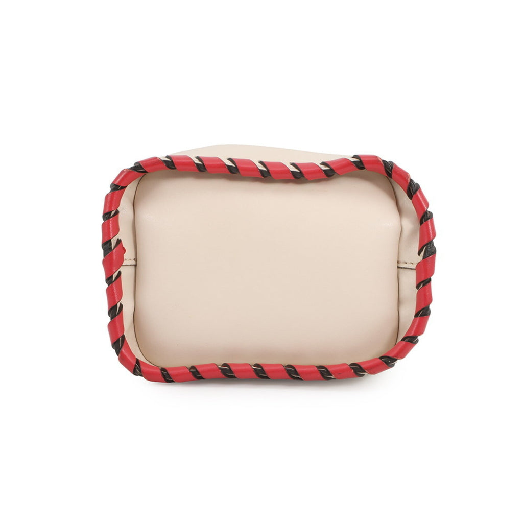 Fendi Ivory Red Color Leather Handbag Shoulder Bag (Pre-Owned)