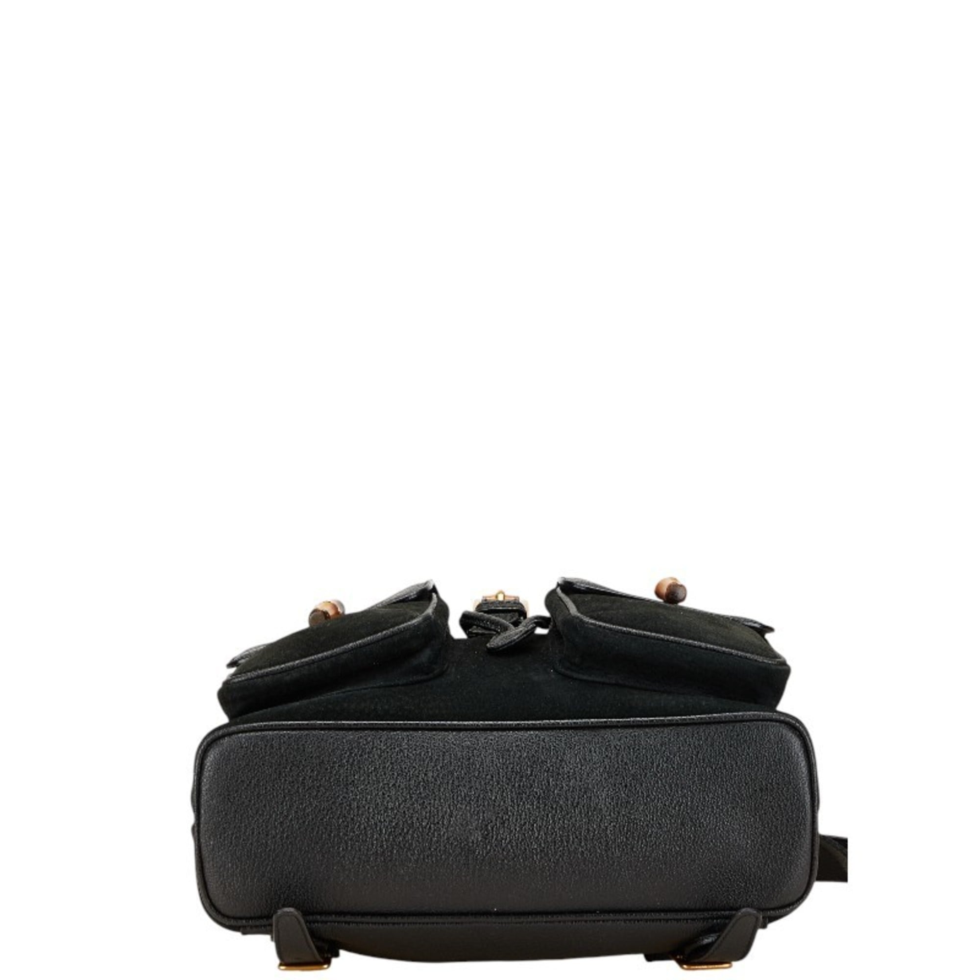 Gucci Bamboo Black Suede Leather Backpack (Pre-Owned)