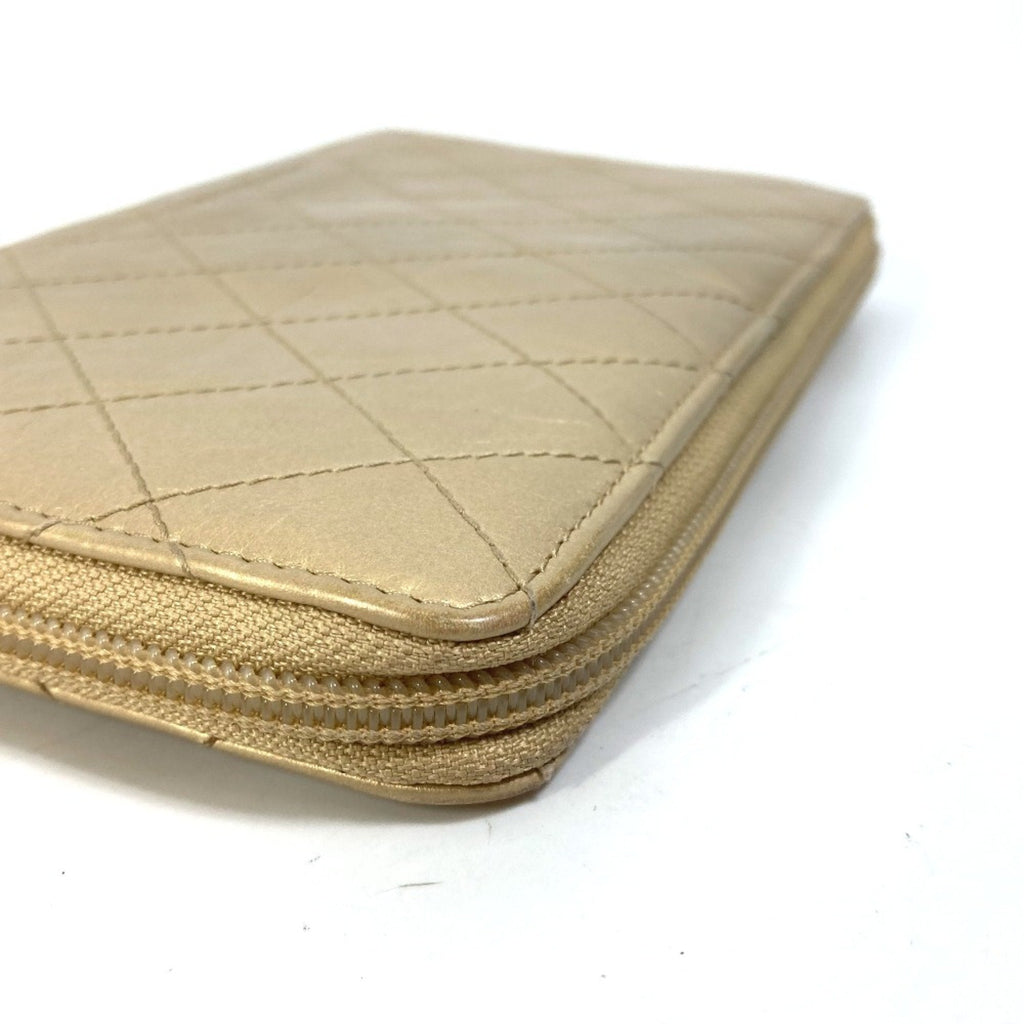 Chanel Gold Leather Long Wallet (Bi-Fold) (Pre-Owned)