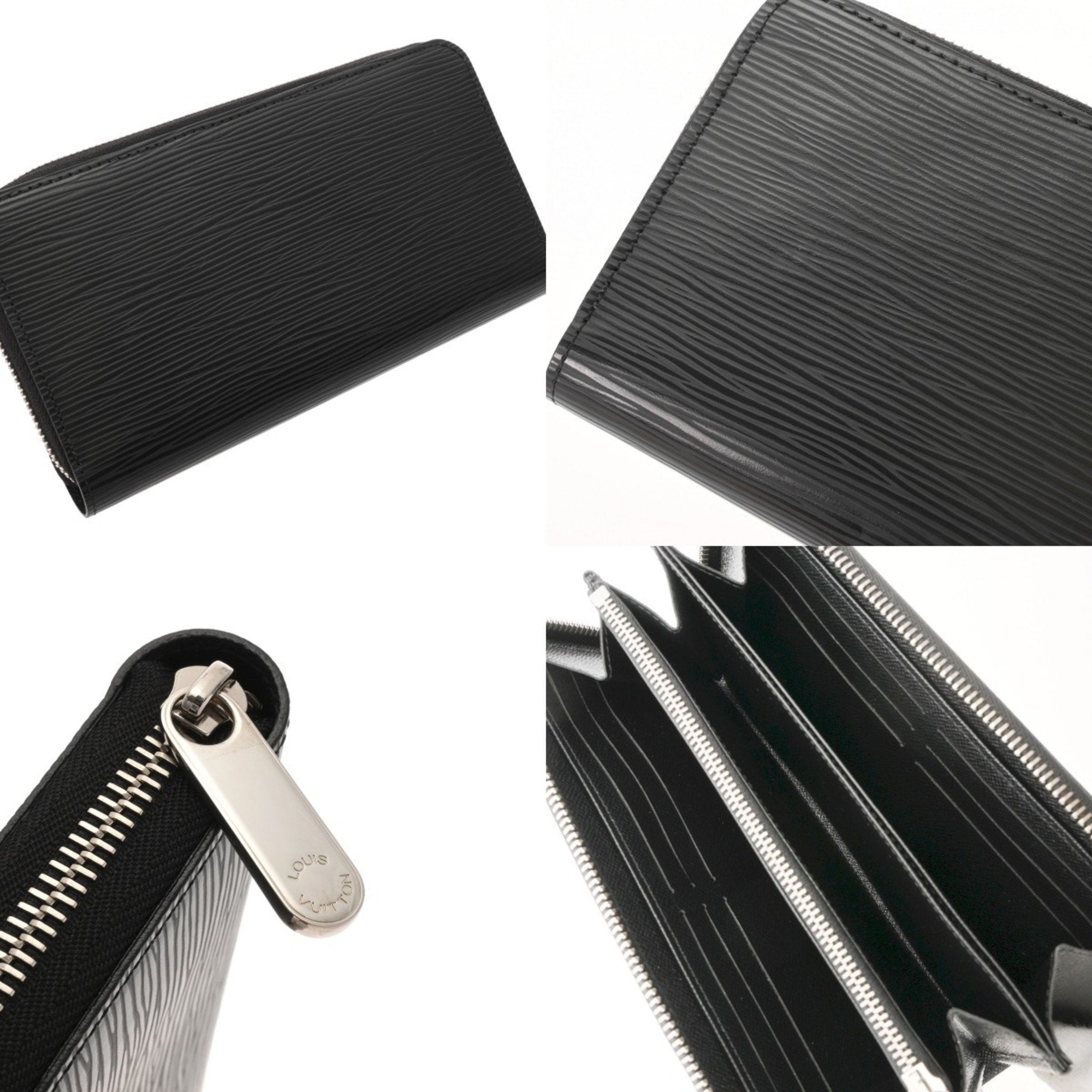 Louis Vuitton Noir Leather Long Wallet (Bi-Fold) (Pre-Owned)