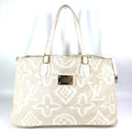 Louis Vuitton Beige Leather Canvas Shoulder Bag Tote Bag (Pre-Owned)