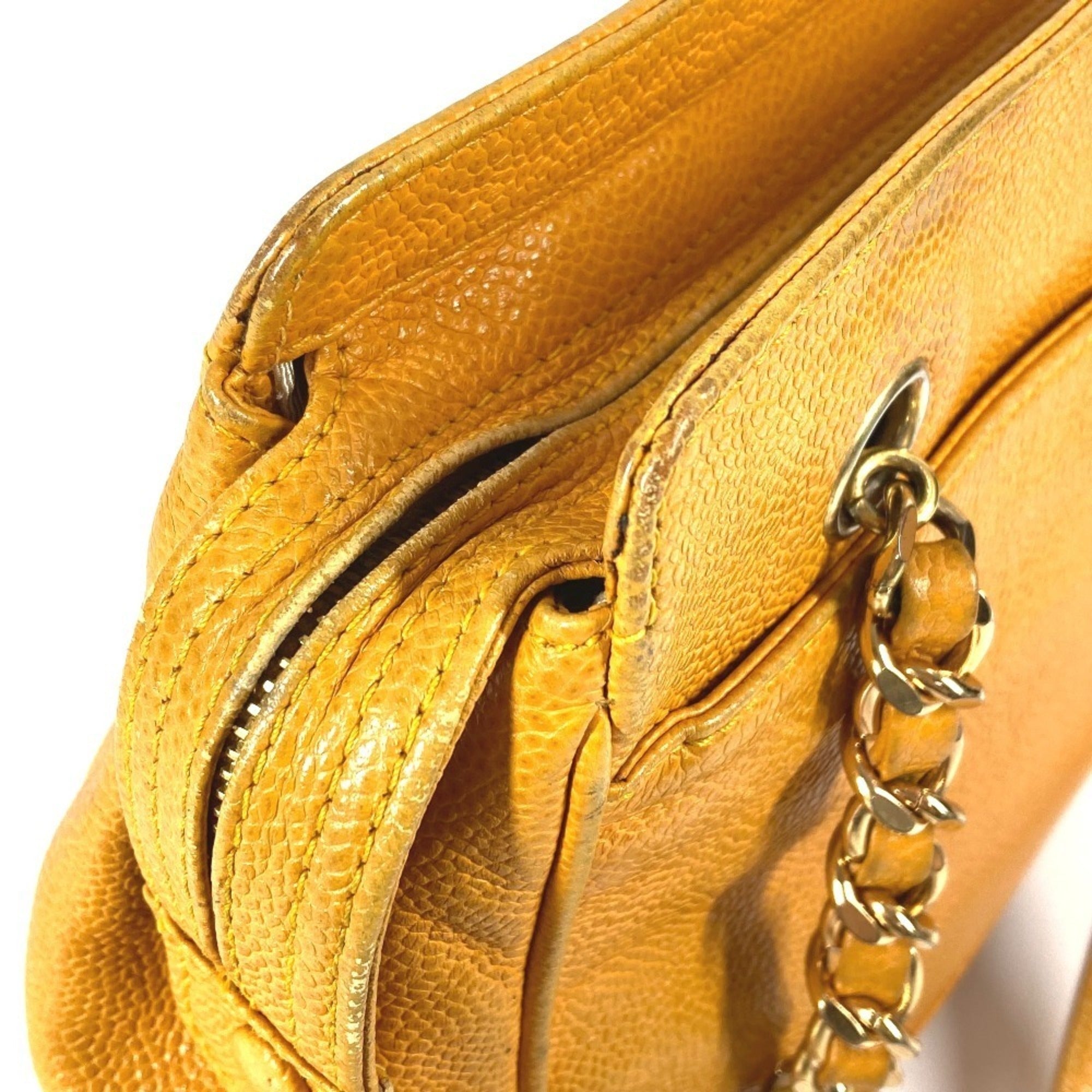 Chanel Yellow Grained Calfskin Shoulder Bag Tote Bag (Pre-Owned)