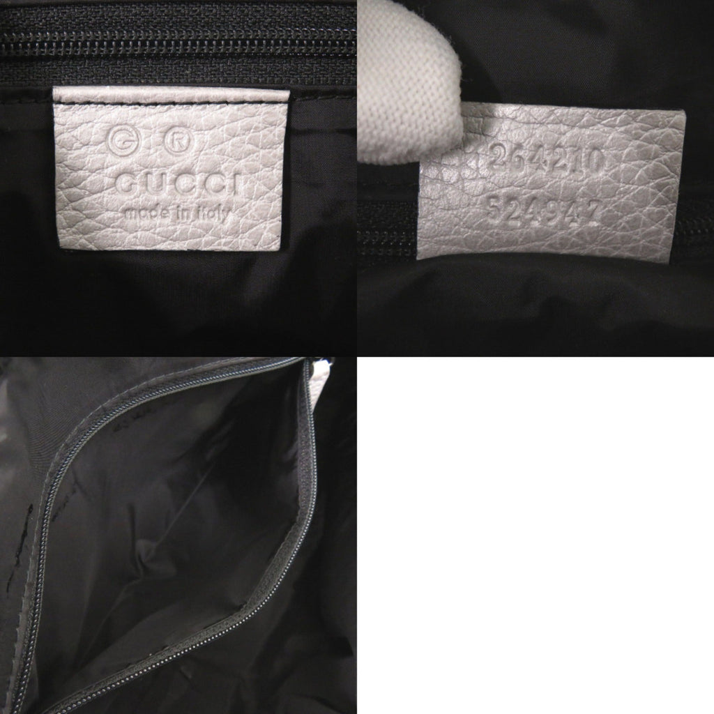 Gucci Gg Canvas Silver Gg Canvas Leather Handbag (Pre-Owned)