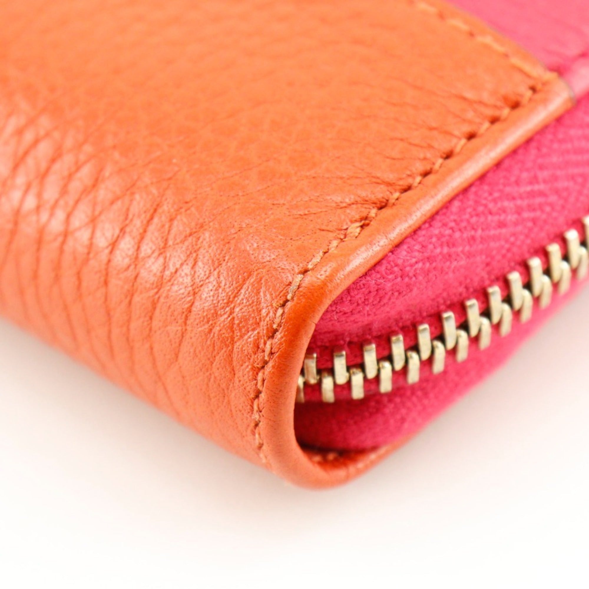 Gucci Orange Pink Leather Long Wallet (Bi-Fold) (Pre-Owned)