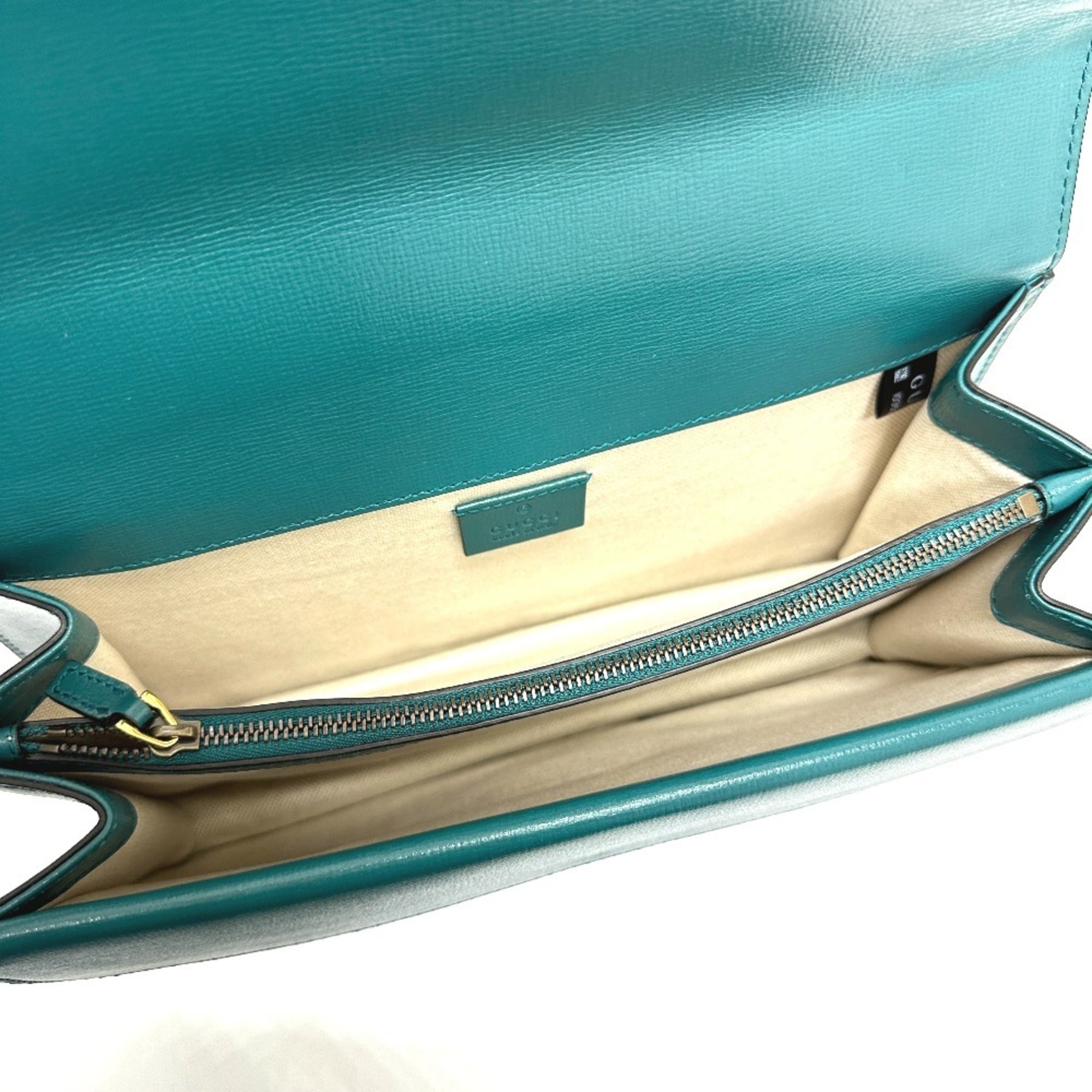 Gucci Blue Green Leather Shoulder Bag (Pre-Owned)