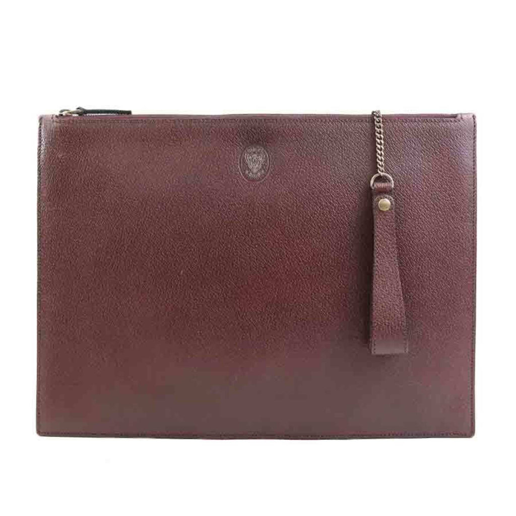 Gucci Bordeaux Leather Clutch Bag (Pre-Owned)