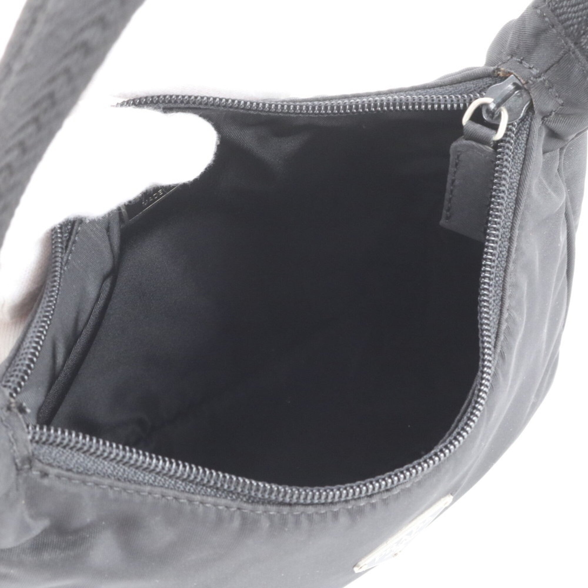 Prada Black Nylon Leather Handbag Tote Bag (Pre-Owned)