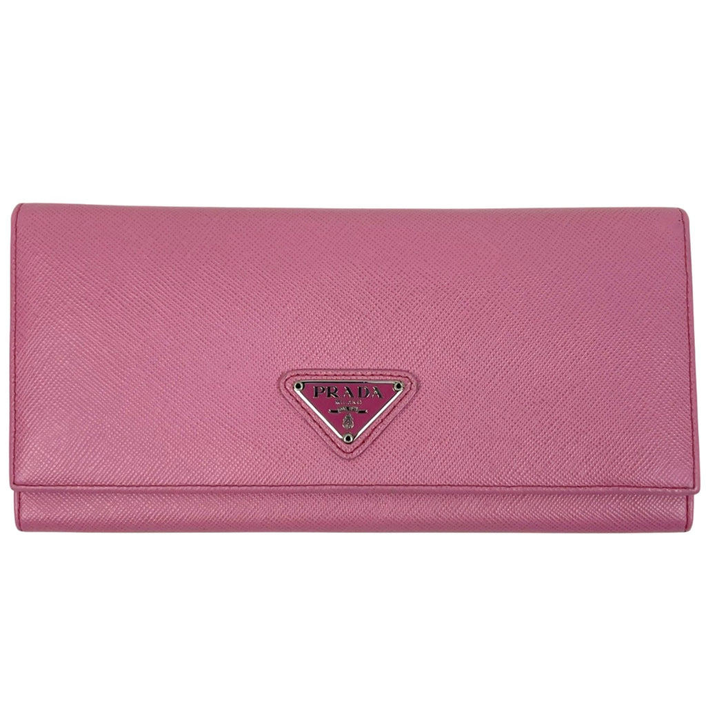 Prada Pink Leather Long Wallet (Bi-Fold) (Pre-Owned)