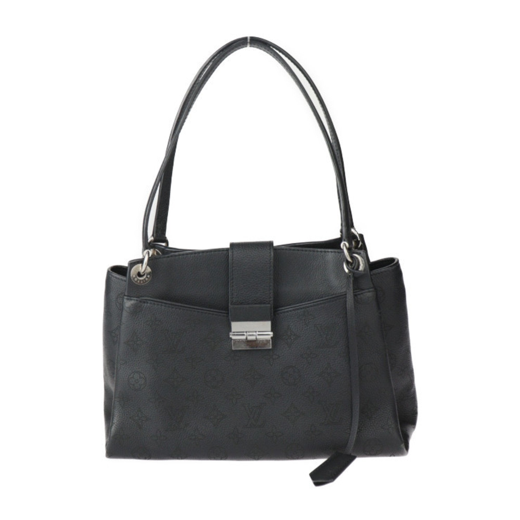 Louis Vuitton Black Leather Handbag Shoulder Bag Tote Bag (Pre-Owned)