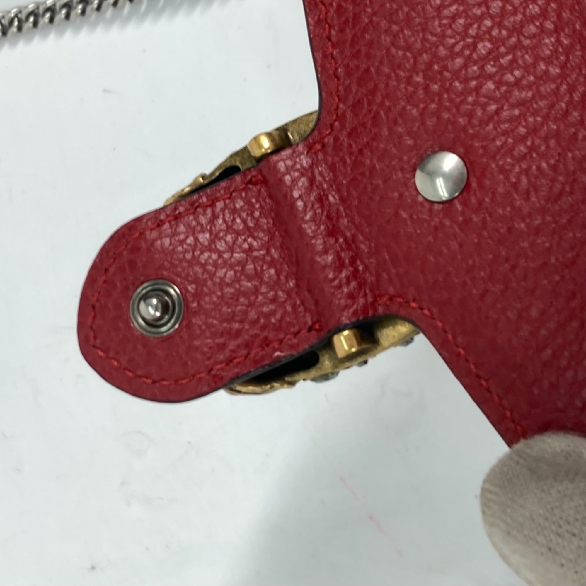 Gucci Red Color Leather Clutch Bag Pouch Shoulder Bag (Pre-Owned)