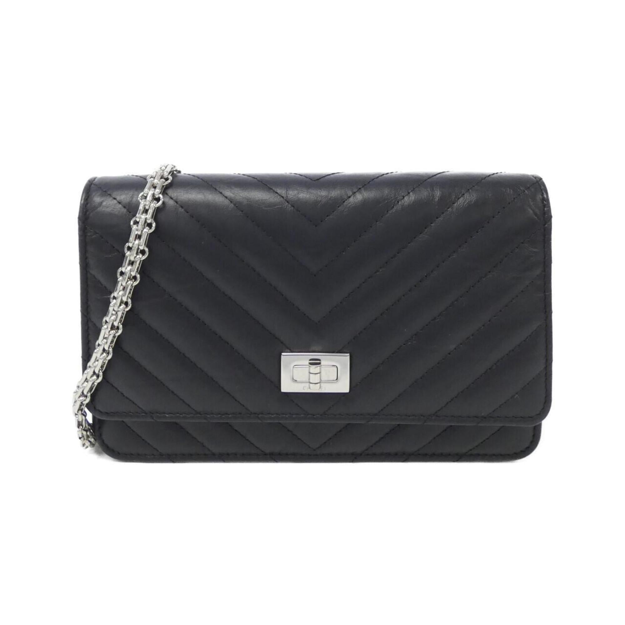 Chanel Black Leather Chain/Shoulder Wallet (Pre-Owned)