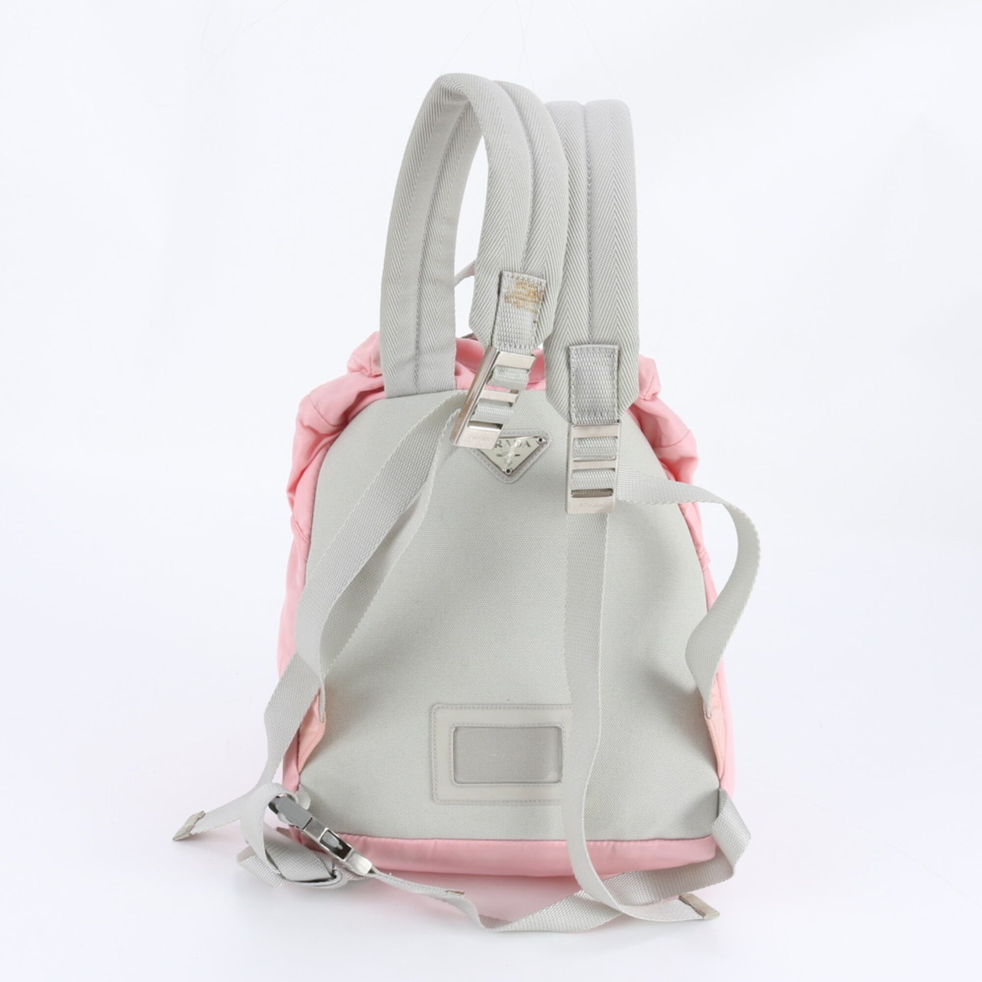 Prada Gray Pink Nylon Leather Backpack (Pre-Owned)
