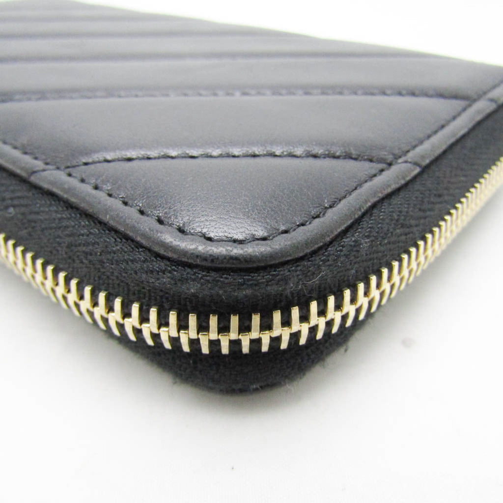 Chanel Black Leather Long Wallet (Bi-Fold) (Pre-Owned)