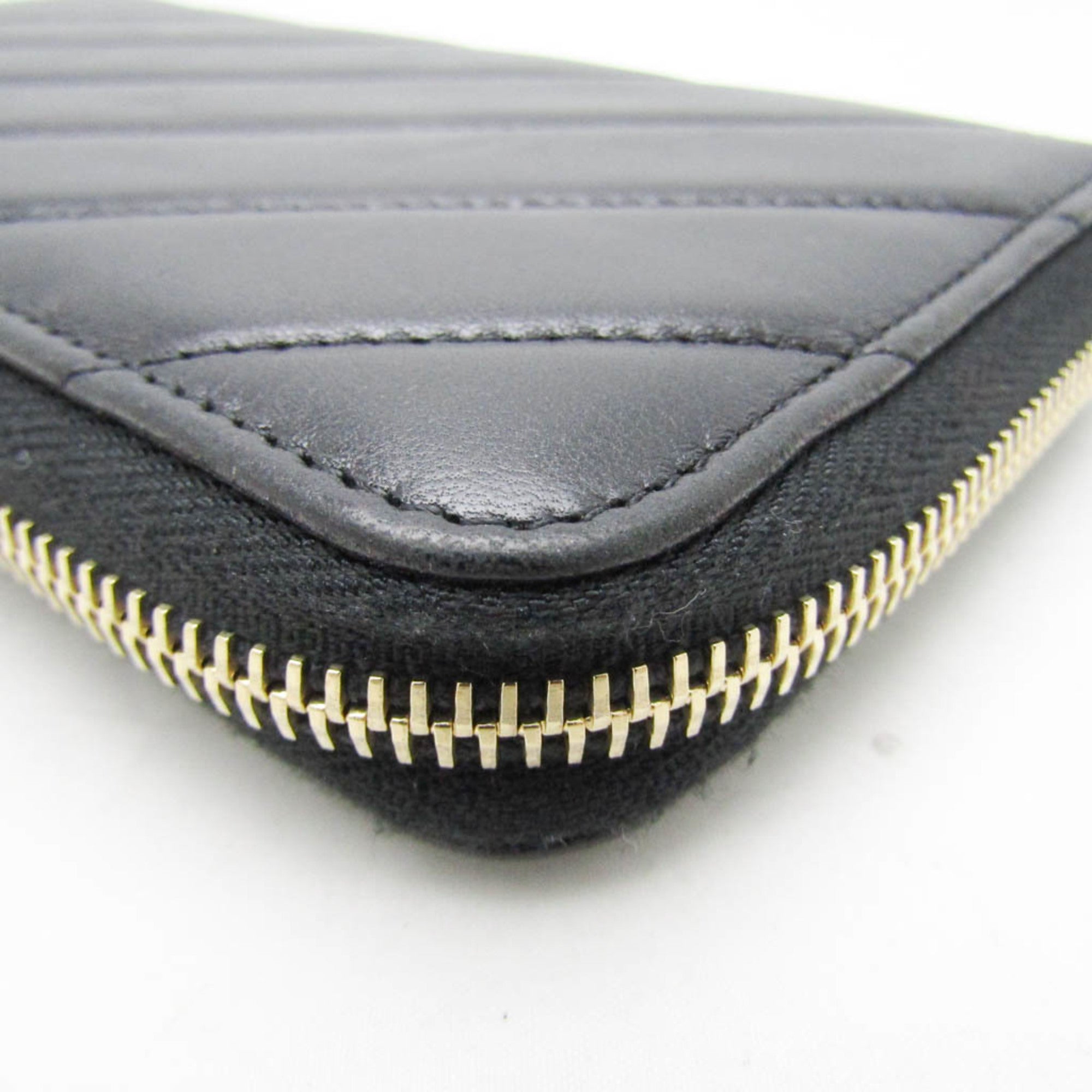 Chanel Black Leather Long Wallet (Bi-Fold) (Pre-Owned)